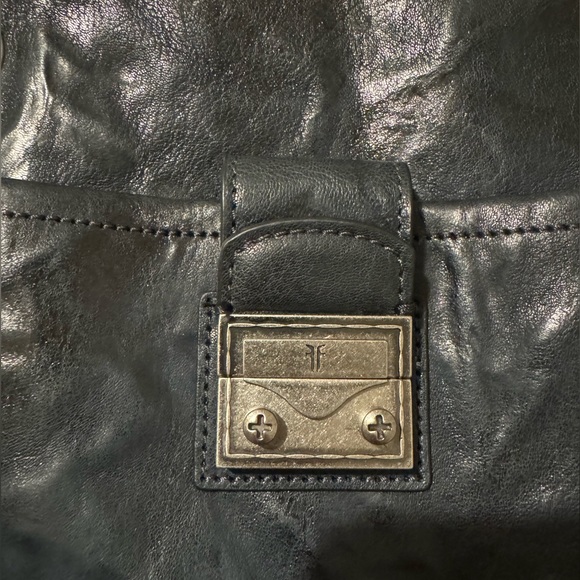 FRYE Navy Metallic Leather Ella Double Handle Crossbody Handbag - Picture 3 of 16
